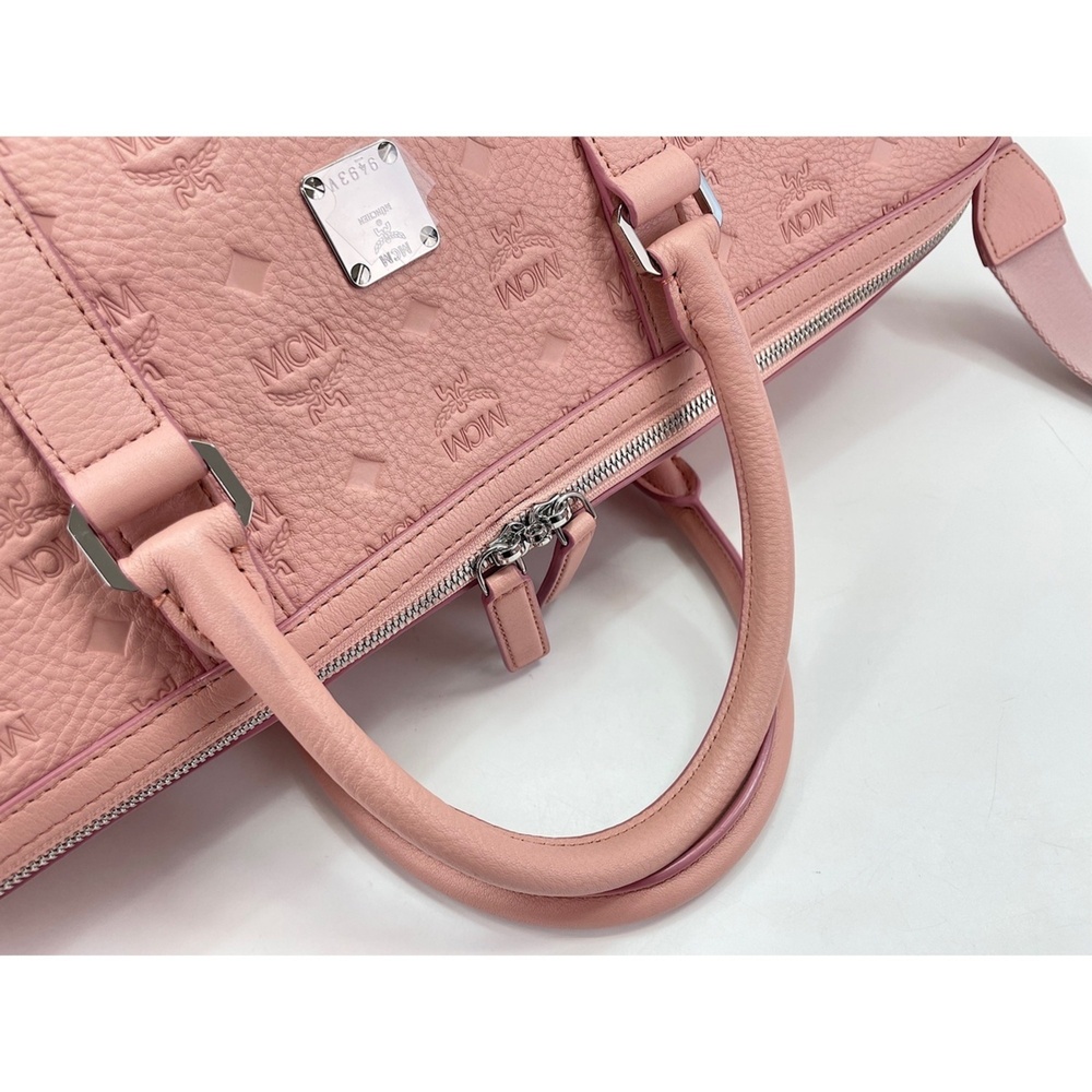 MCM Weekend Bag Boston Leather Pink - Picture 9 of 12